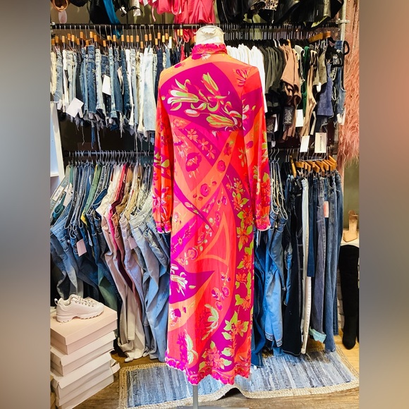 Vintage 1960s Emilio Pucci Neon print Formfit Rugers Maxi Dress - Picture 5 of 7